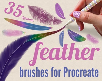 Procreate Feather Brushes | 35 Dynamic Procreate Brushes for Painting Wings and Feathers, Bird Illustration, Dreamcatchers, Boho Art