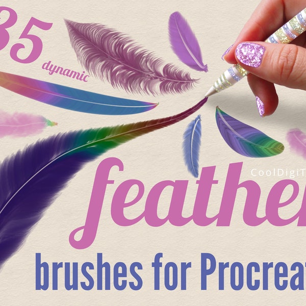 Procreate Feather Brushes | 35 Dynamic Procreate Brushes for Painting Wings and Feathers, Bird Illustration, Dreamcatchers, Boho Art