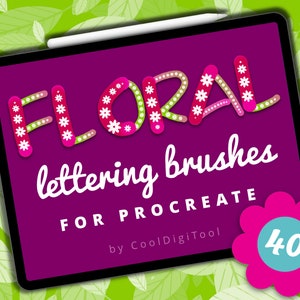 Floral Lettering Brushes: 44 Ornament, Pressure-Sensitive Calligraphy Brushes for  Procreate 5