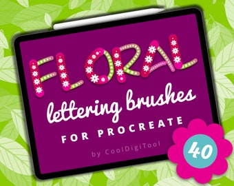Floral Lettering Brushes: 44 Ornament, Pressure-Sensitive Calligraphy Brushes for  Procreate 5