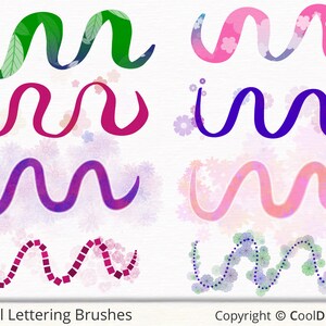 May include: A set of eight floral lettering brushes, featuring a variety of styles and colors. The brushes are designed to create a whimsical and elegant look for your lettering projects. The brushes are perfect for adding a touch of floral flair to your designs.