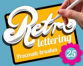 Procreate Retro Comic Brushes: Lettering Brush Set + Vintage Palettes