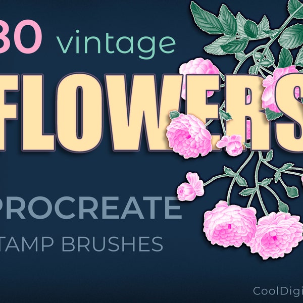 Procreate Flower Stamps: 80 Vintage Procreate Floral Brushes Based on Beautiful Botanical Illustrations from Past Centuries