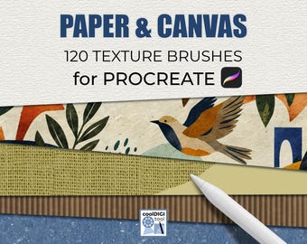 Procreate Paper Texture Brushes: 120 Seamless Paper & Canvas Brush Set, Watercolor Paper, Canvas Grain, Torn Edges