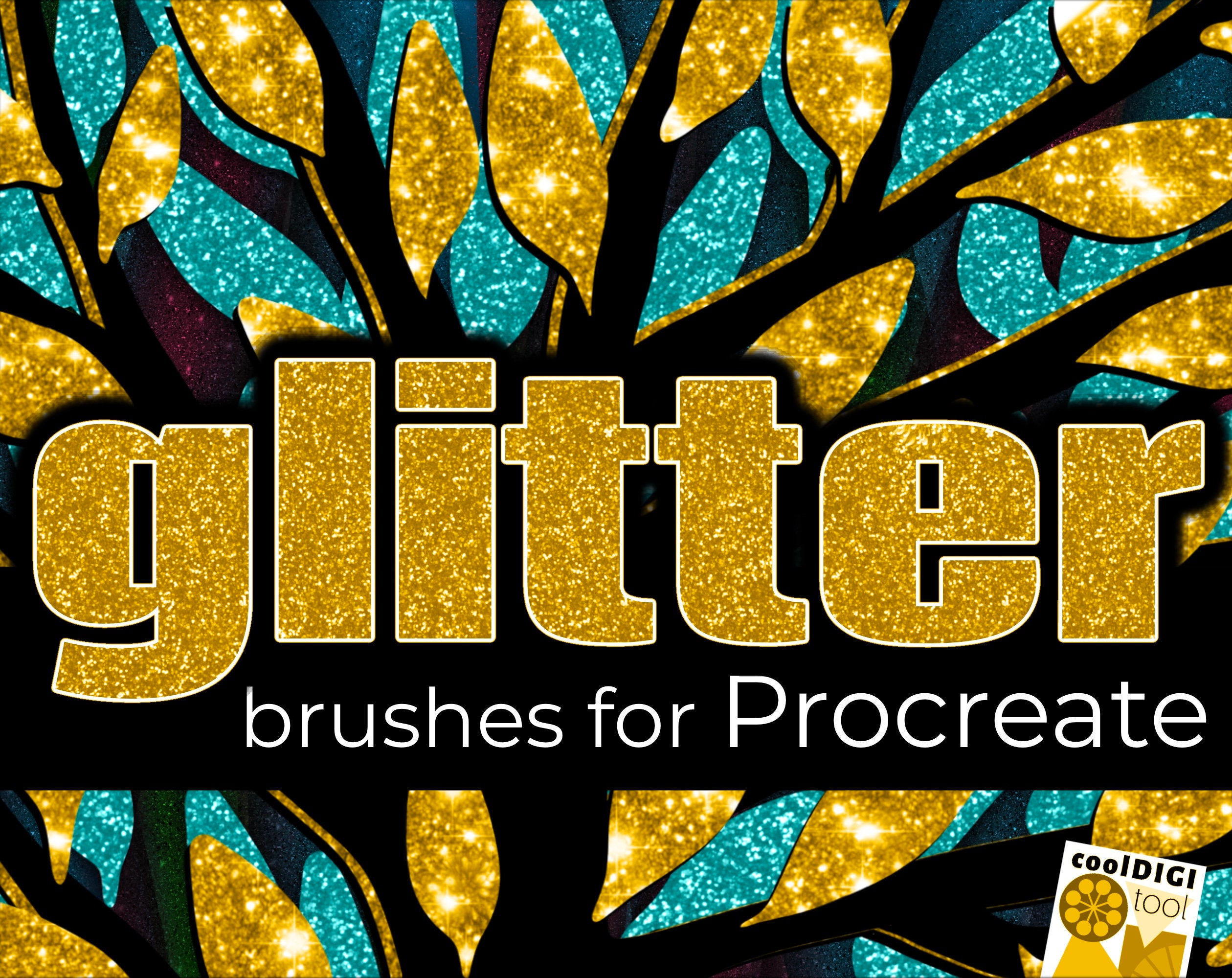 Pincéis Glitter para Procreate: 100 efeitos Sparkle, Shimmer e metálicos com tutorial em vídeo