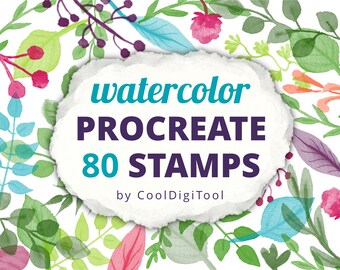 Procreate Watercolor Brushes: 80 Floral Stamps for iPad (Digital Download)