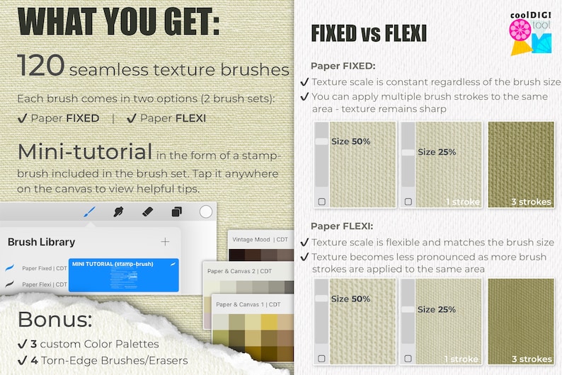 Procreate Paper Texture Brushes: 120 Seamless Paper & Canvas Organic Patterns image 2