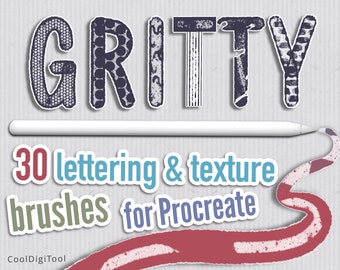 Gritty Procreate Brushes: 32 Grunge Lettering & Texture Brushes (Digital Download)