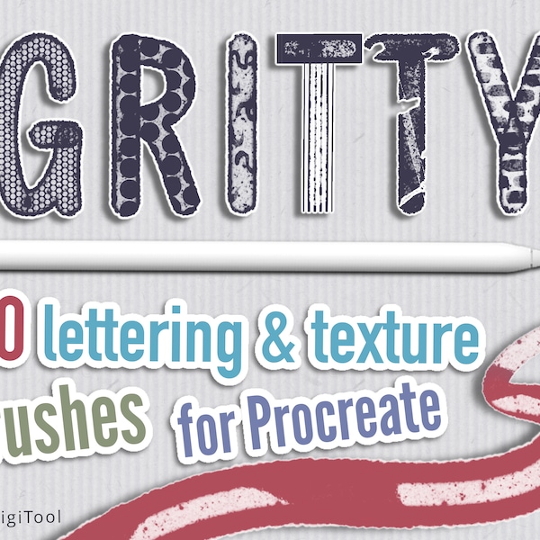 Gritty Procreate Brushes: 32 Grunge Lettering & Texture Brushes (Digital Download)