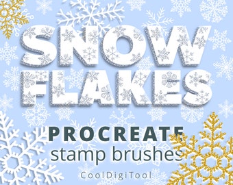 50 Procreate Snowflake Brushes: Procreate Christmas Stamps for Winter Projects on iPad