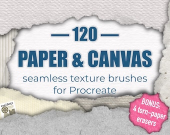 Procreate Paper Texture Brushes: 120 Seamless Procreate Paper and Canvas Brushes with Organic Patterns