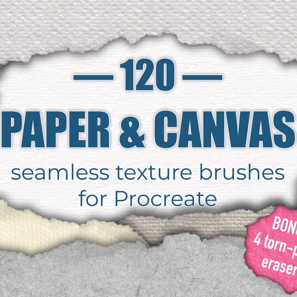 Procreate Paper Texture Brushes: 120 Seamless Procreate Paper and Canvas Brushes with Organic Patterns