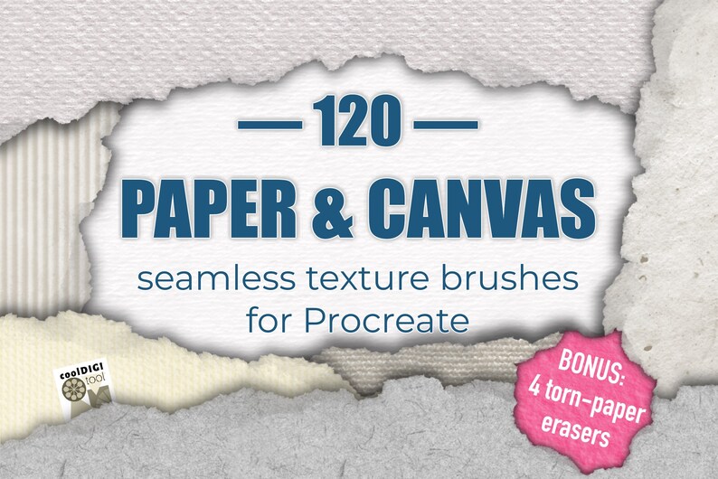 Procreate Paper Texture Brushes: 120 Seamless Paper & Canvas Organic Patterns image 1