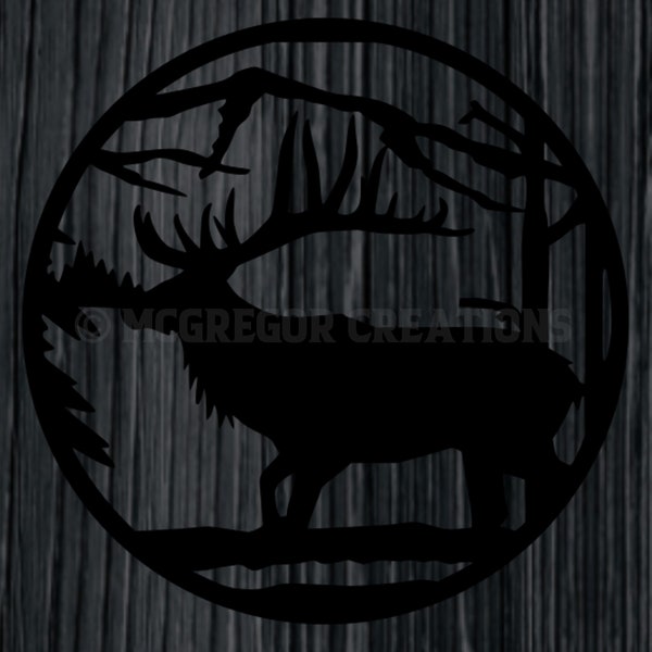 Bull Elk Circle Modern Sign File DXF/SVG laser/plasma McGregor Creations