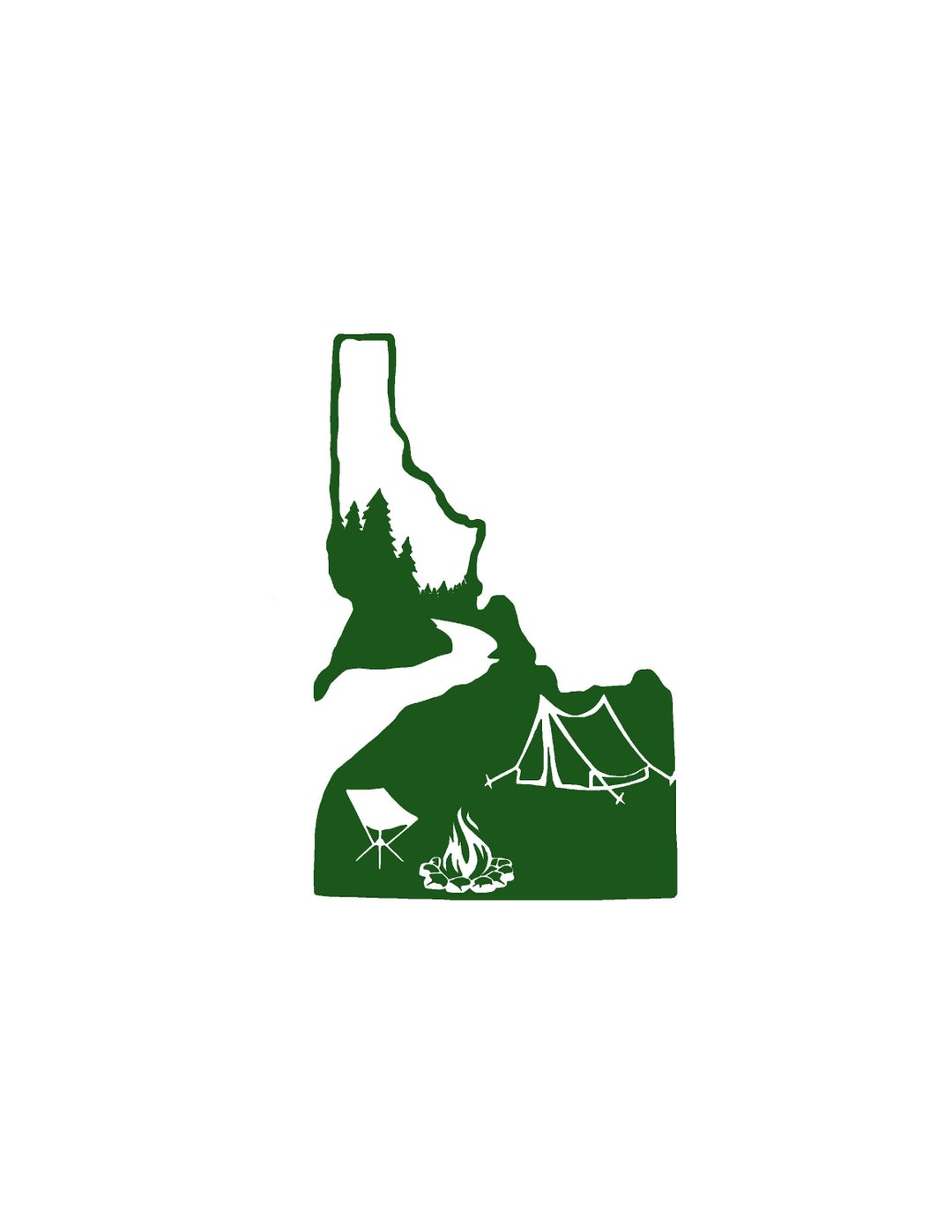 Camping IDAHO Decal Sticker Camp Outdoors Car Nature River Mountains - Etsy