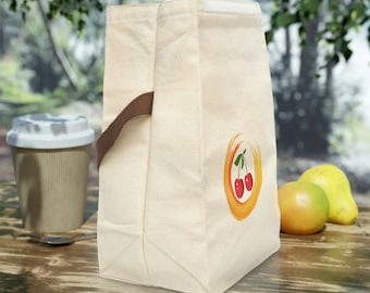Canvas Lunch Bag with Strap for Work or Gifts