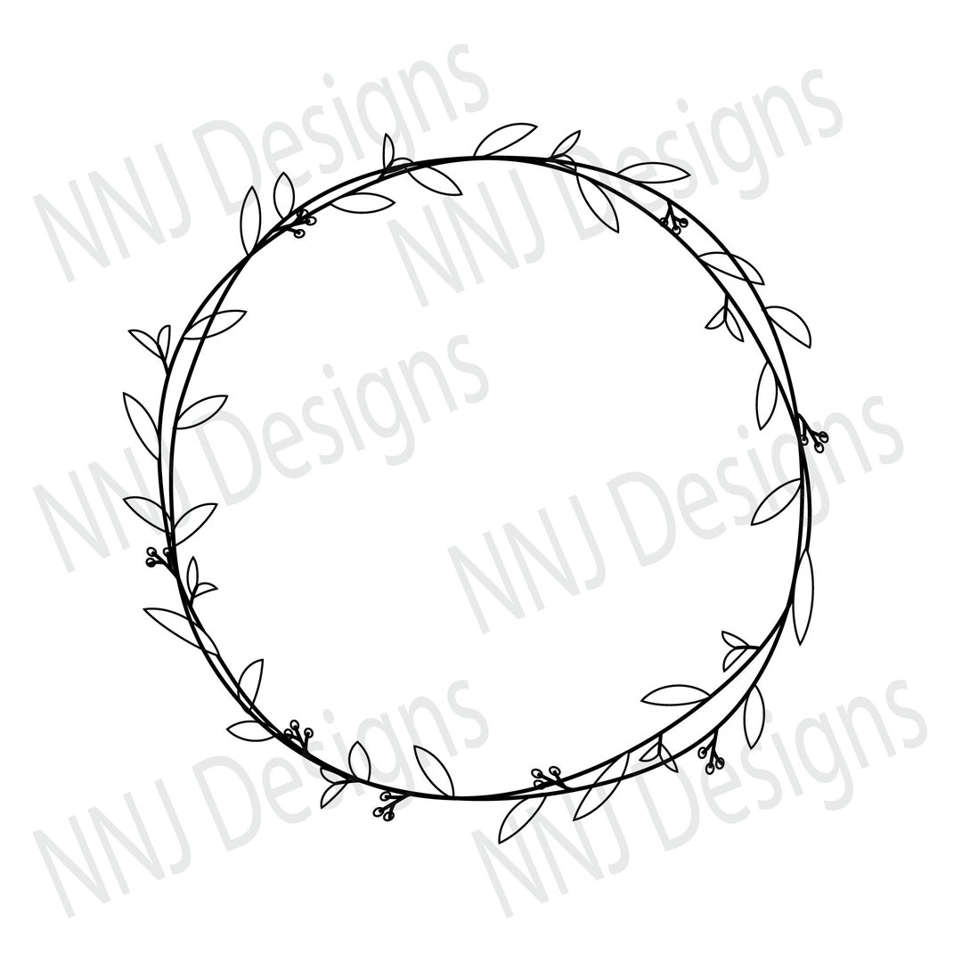 Laurel Wreath Outline SVG Round Circle Monogram Frame Leaves Leaf ...