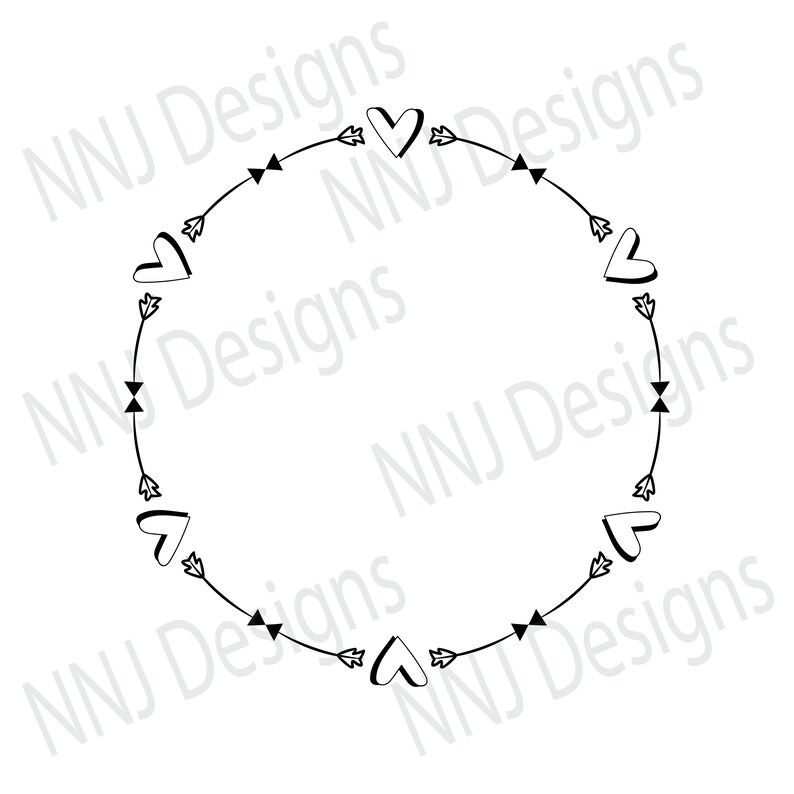 Download Laurel Wreath SVG Round Circle Monogram Frame Heart Arrow ...