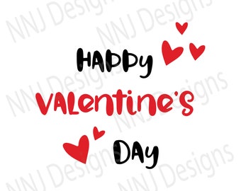 Happy Valentine's Day SVG Love Heart Couple Cute Text Clipart Cricut Digital Download eps pdf dxf png svg Black Red