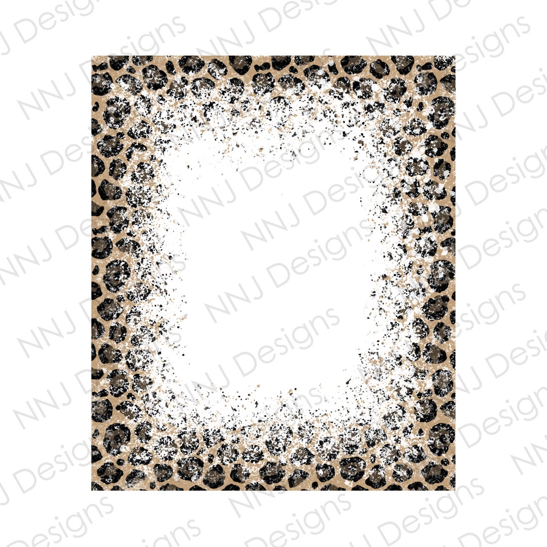 Leopard Print Splatter Rectangle Frame PNG Sublimation Designs Splash