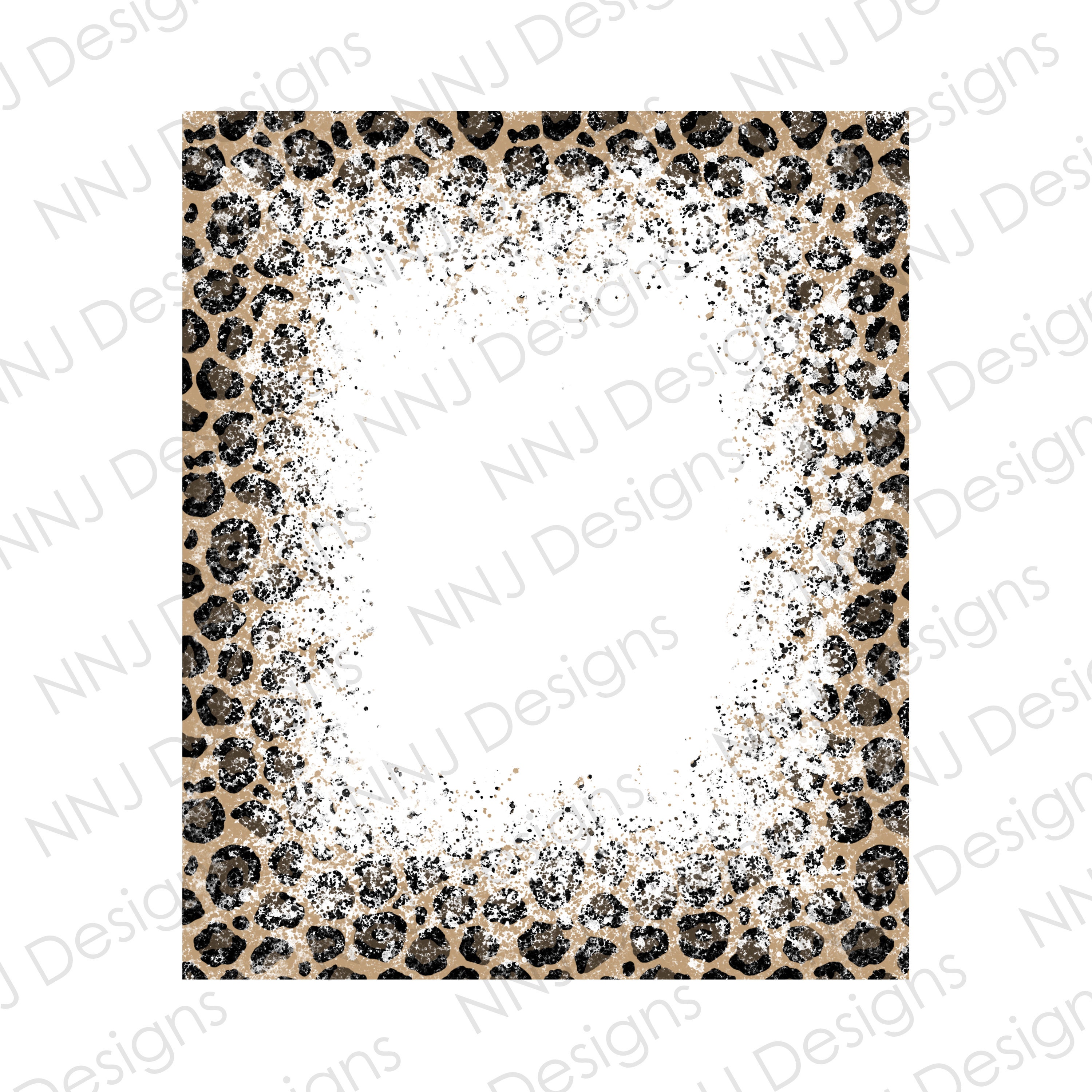 Leopard Print Splatter Frame: PNG Sublimation Design
