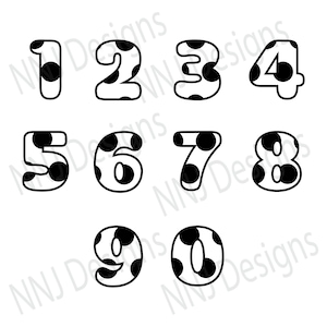 Polka Dot Numbers SVG Bundle: Birthday Font, Cricut Cut File (Digital Download)