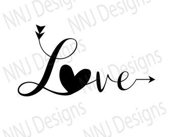 Amor SVG Archivo Corazón San Valentín Día Boda Compromiso Pareja Flecha Linda Clipart Silueta Cricut Digital Descargar eps pdf dxf png svg