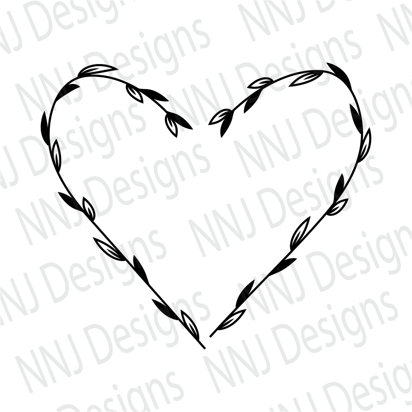 Floral Heart Wreath SVG Monogram Frame Heart Leaves Svg - Etsy