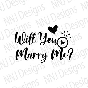 Will You Marry Me SVG Digitale Bestanden Download Wedding Just married Engagement Bride Groom Cutting bestanden voor gebruik w / Silhouette Cameo Cricut
