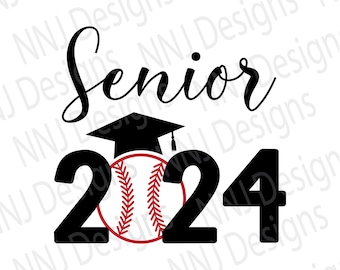 Senior 2024 Baseball SVG Class of 2023 Graduation Cap Sport Cutting files for Silhouette Cameo Cricut Digital Download eps pdf dxf png svg