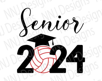 Senior 2024 Volleyball SVG Class of 2023 Graduation Cap Sport Cutting files for Silhouette Cameo Cricut Digital Download eps pdf dxf png svg