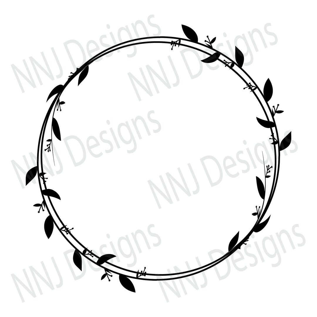 Laurel Wreath SVG Round Circle Monogram Frame Leaves Leaf Floral ...