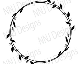 Laurel Wreath Monogram Frame: Floral Leaf Circle (Digital Download)