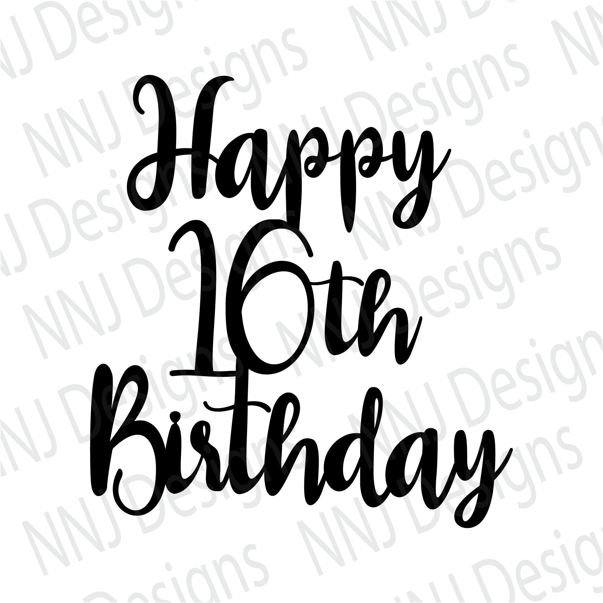 Happy 16th Birthday Cake Topper SVG Sweet Sixteen Party - Etsy