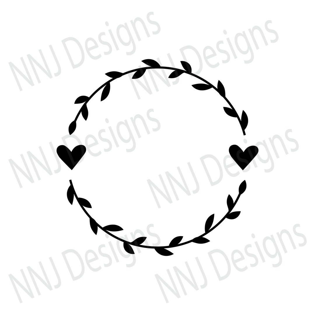 Heart Leaves SVG Laurel Wreath SVG Round Circle Monogram Frame Floral ...