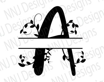 Full Alphabet SVG Split Monogram Letters Wedding Calligraphy Regal Font Digital Download Files eps pdf dxf png svg