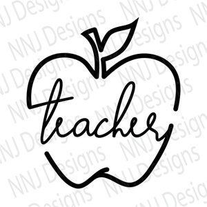 Teacher Apple SVG Apple Clipart Back to School Teacher Life Shirt Design Cricut Digital Download eps pdf dxf png svg