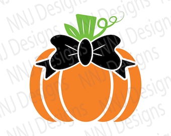 Pumpkin with Bow SVG: Halloween Shirt Design Cut File (Digital Download)