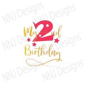 Mein zweiter Geburtstag SVG, zwei Jahre alt Geburtstag, 2. Geburtstag Tshirt junge Mädchen, digitaler Download