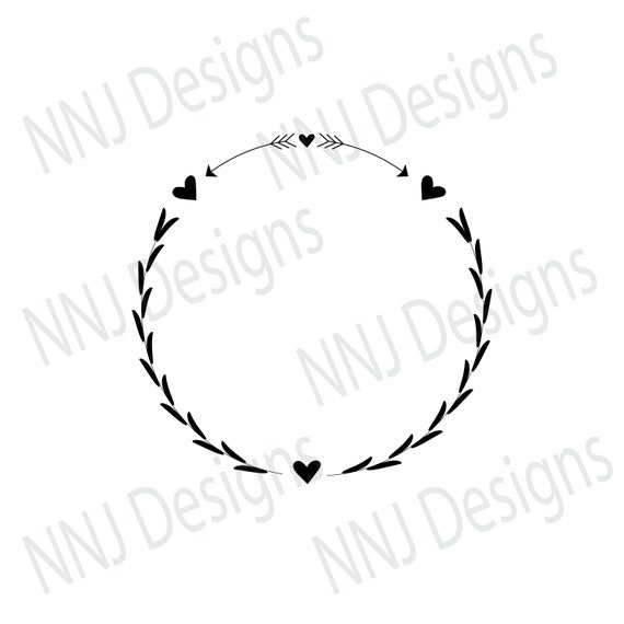 Download Laurel Wreath Svg Round Circle Monogram Frame Leaves Floral Etsy