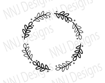 Lagerkrans SVG: Rund monogramram (digital nedladdning)