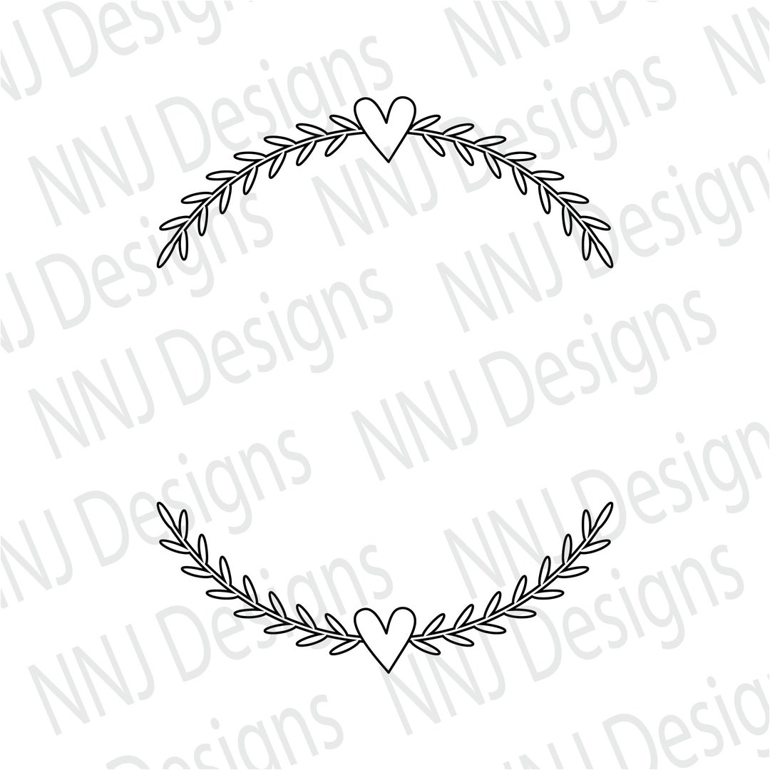 Heart Leaves SVG Laurel Wreath SVG Monogram Frame Leaves Outline ...