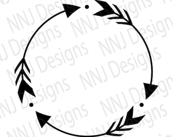 Arrow Wreath SVG: cornice rotonda con monogramma (download digitale)