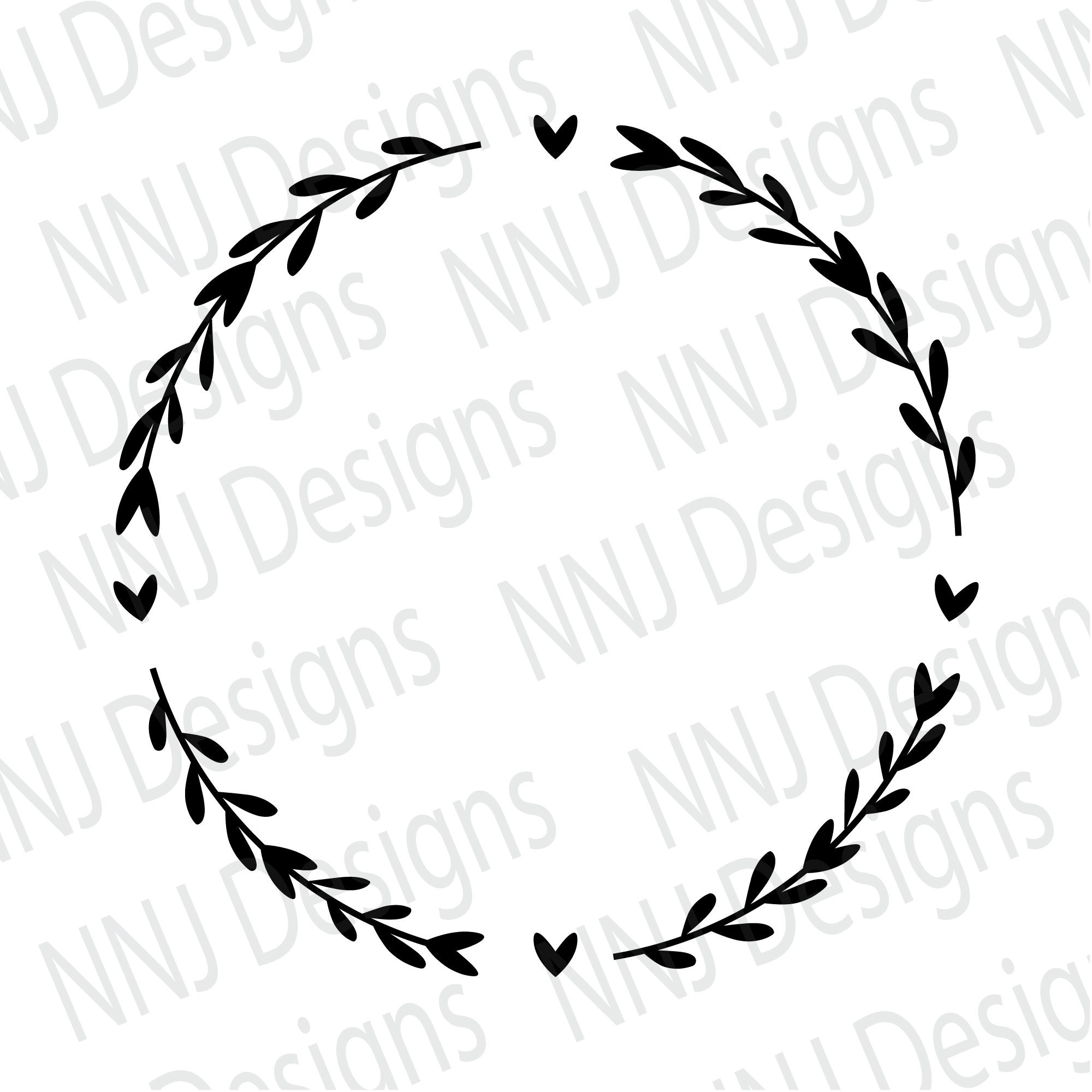 Laurel Wreath SVG Round Circle Monogram Frame Floral Heart | Etsy