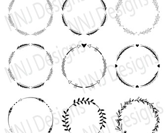 Laurel Leaf Wreath SVG Circle Leaves Frame Round Monogram - Etsy