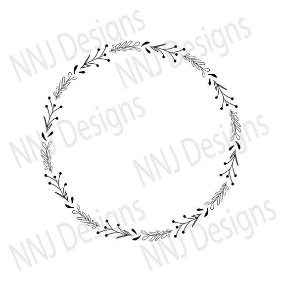 Download Laurel Wreath Svg Round Circle Monogram Frame Leaves Cricut Etsy