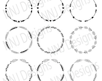 Laurel Wreath Outline SVG Bundle Round Circle Monogram Frame | Etsy