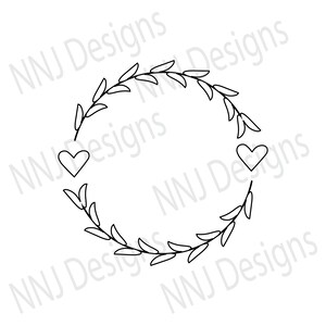Laurel Wreath Heart SVG: Floral Monogram Frame (Digital Download)