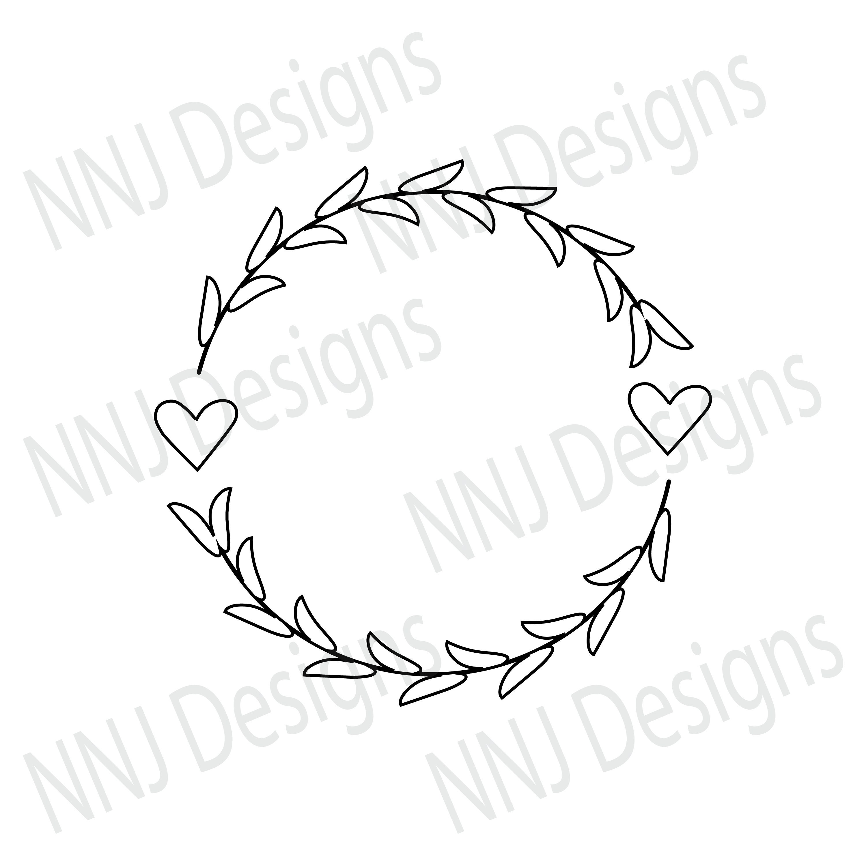 Floral Heart Wreath Frame Leaves SVG Graphic by NNJ Designs