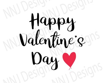 Happy Valentine's Day SVG Love Heart Couple Cute Text Clipart Cricut Digital Download eps pdf dxf png svg Black Red